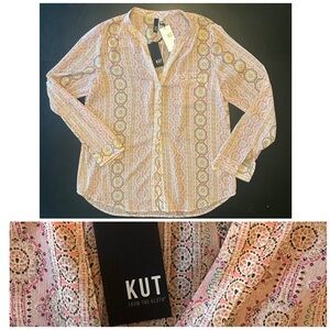 Kit from the Kloth sheer printed blouse